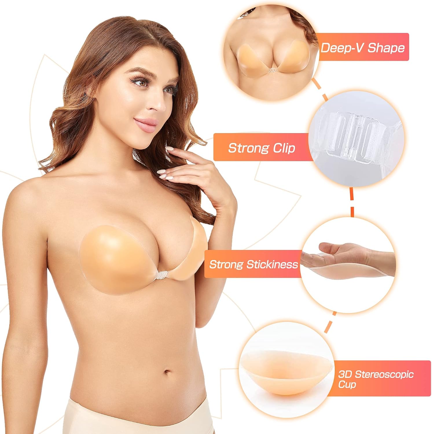 Push-Up Wire-Free Solid Silico - Backless Bra Sticky review and price